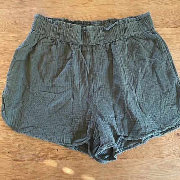 Universal Thread 100% Cotton Gauze Shorts with Pockets Green Medium - Picture 2 of 8